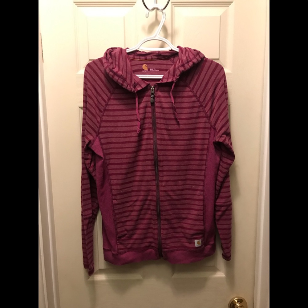 Carhartt Women's Striped Hoodie - Burgundy
